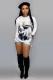 White O Neck Long Sleeve Print Tees & T-shirts