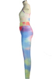 colour Fashion adult Ma'am Street Print Two Piece Suits pencil Sleeveless Two Pieces