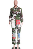 Camouflage Casual Print Long Sleeve Turndown Collar