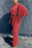 Blue Fashion adult Ma'am OL Solid Two Piece Suits Straight Three Quarter Two Pieces