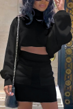 White Sexy Solid Patchwork Turtleneck Long Sleeve Two Pieces