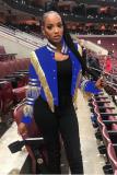 Blue cardigan Embroidery tassel Solid Button Others Long Sleeve 