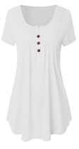As Show-1 Casual Regular O-Neck Short Button Solid Regular Tees & T-shirts
