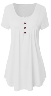As Show-1 Casual Regular O-Neck Short Button Solid Regular Tees & T-shirts