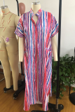 Leopard Print Sexy Print Patchwork Turndown Collar Straight Plus Size Dresses