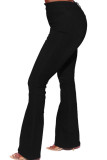 Blue Fashion Daily Adult Solid Buttons Mid Waist Boot Cut Denim