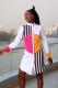 White Casual Sexy Fashion Cap Sleeve Long Sleeves Turndown Collar A-Line Knee-Length Patchwork P