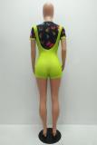 Orange Fashion Sexy adult Patchwork Print Two Piece Suits pencil Short Sleeve Two Pieces