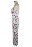 Light Pink Fashion Sexy adult White Pink Spaghetti Strap Sleeveless Slip Step Skirt Ankle-Length Print Patchwork Tie and dye Dresses