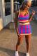 Red adult Fashion Casual Patchwork Print Two Piece Suits Skinny Sleeveless Two-Piece Dress