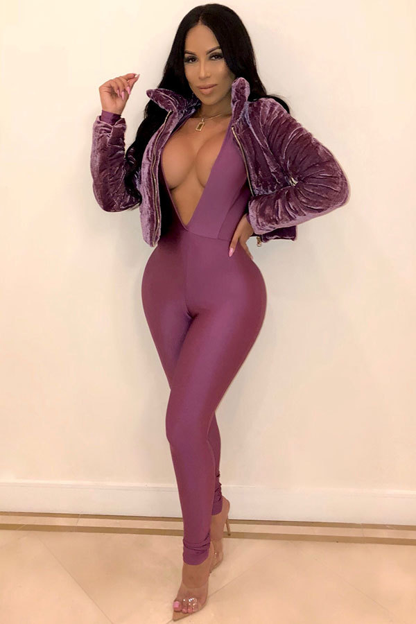 purple cardigan Solid Velvet Long Sleeve Coats & Cardigan