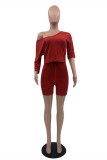 White Fashion Casual Solid Basic V Neck Half Sleeve Two Pieces