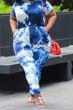 Orange Street O Neck Print Solid Tie Dye Plus Size