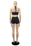 White Fashion Sexy Solid Backless Halter Sleeveless Two Pieces