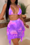 Pink Sexy Print Patchwork Swimwears
