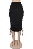 Black Sweet Solid Bandage Pocket Skinny Bottoms