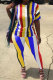 Black yellow Fashion Casual adult Striped Patchwork Print contrast color Two Piece Suits pencil Short Sleeve Two Pieces