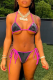 Rose Red Sexy Sweet Patchwork Draw String Swimwears