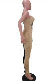 Yellow Red Fashion Sexy Letter Print Patchwork Backless Fold O Neck Skinny Jumpsuits