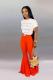 Orange Elastic Fly High Asymmetrical Draped Solid Boot Cut Pants Pants