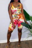 Colour Fashion Casual Tie Dye Printing U Neck Sleeveless Two Pieces