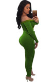 Light Gray Sexy Solid bandage Patchwork Long Sleeve V Neck Jumpsuits