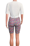 Green Fashion Casual Print Two Piece Suits Straight Short Sleeve Two Pieces