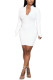 White Casual Long Sleeves V Neck Pencil Dress Mini Embroidery Solid Dresses
