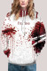 Red Fashion Street Adult Print Patchwork Pullovers Hooded Collar Outerwear