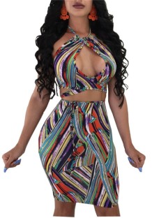 As Show Sexy & Club HALTER Sleeveless Halter Sheath skirt Two Piece Clothes