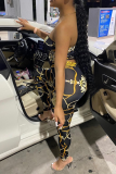 Green Sexy Print Patchwork Strapless Sleeveless Two Pieces