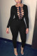 Black Fashion Sexy Solid Hollowed Out Strap Design V Neck Skinny Jumpsuits（Without Belt）