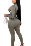 Red Sexy Milk Fiber Solid Patchwork O Neck Skinny Jumpsuits