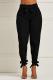 Black Elastic Fly High Solid Bow-knot Asymmetrical pencil Pants