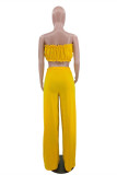 Yellow Sexy Casual Solid Backless Strapless Sleeveless Two Pieces