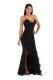 Black Fashion adult Sexy Spaghetti Strap Sleeveless V Neck Slim Dress Ankle-Length Patchwork spl