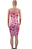 White Sexy Spaghetti Strap Sleeveless Slip Step Skirt Mini Print Patchwork backless Dresses