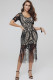 Black Sexy Cap Sleeve Short Sleeves O neck Step Skirt Knee-Length Solid Casual Dresses