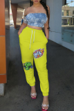 Red Casual Print Patchwork Harlan High Waist Harlan Positioning Print Bottoms