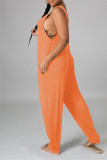 Black Fashion Casual Solid Basic O Neck Loose Jumpsuits
