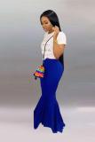 Orange Elastic Fly High Asymmetrical Draped Solid Boot Cut Pants Pants