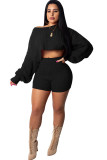 Green Wool Europe and America Solid Two Piece Suits pencil Long Sleeve Two-Piece Short Set