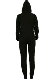 Black Celebrities Embroidery Patchwork Two Piece Suits Letter pencil Long Sleeve Two-piece Pant