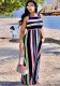 Blue Casual O-Neck Sleeveless Loose Long Print Dresses
