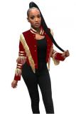 Blue cardigan Embroidery tassel Solid Button Others Long Sleeve 