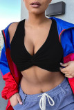 Grey Sexy Casual Solid Vests V Neck Tops