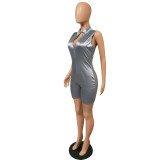 Grey Sleeveless Solid Regular shorts