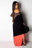 Orange Casual Fashion One Shoulder one shoulder collar Straight Floor-Length asymmetrical split P