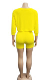 Pink Milk Silk Active Patchwork Solid asymmetrical Fluorescent pencil Half Sleeve Two Pieces