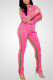 Pink Casual Solid Patchwork O Neck Long Sleeve Two Pieces
